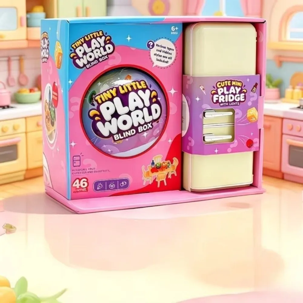 Random Models Mini Fridge Mini Size Creative Design Box Set Multi-color Micro Table Chair Pretend Play Set Unisex Kids