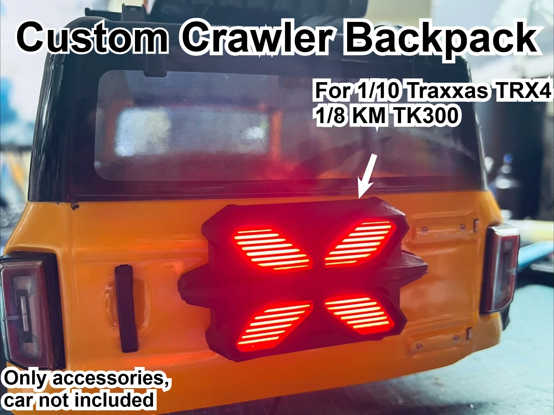 RC Off Road Crawler Backpack With LED Light For Traxxas TRX4 KM TK300 Custom Model Number Decorative Styling Upgrade Accessories