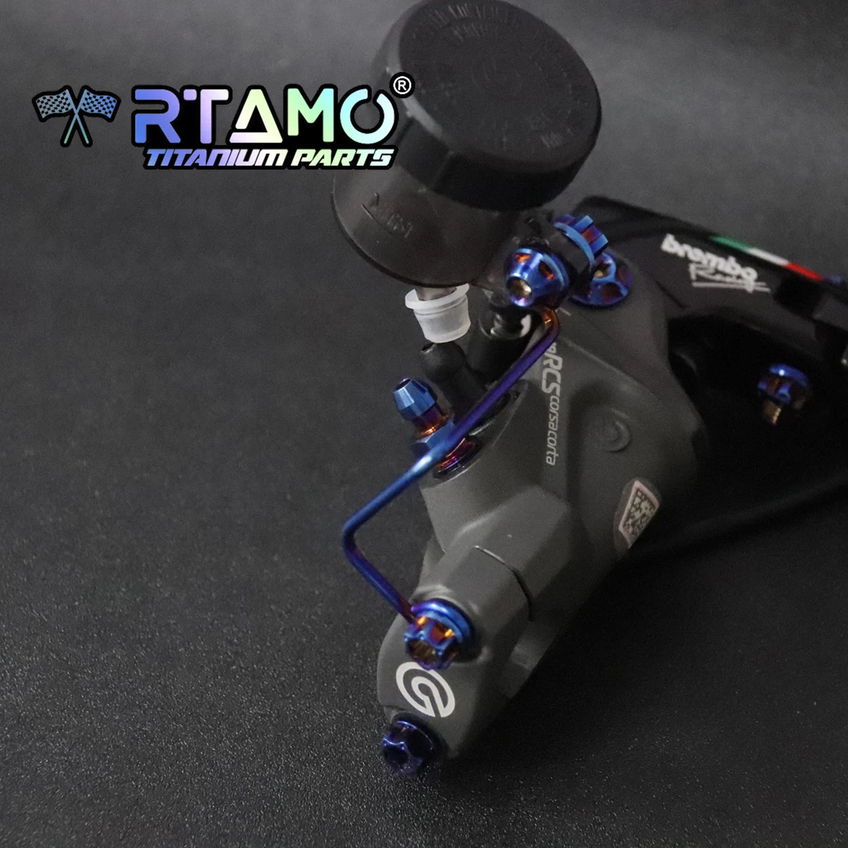 RTAMO Soporte de taza de aceite para tanque de motocicleta, soporte de soporte derecho e izquierdo con perno para bomba Brembo RCS CC RCS Adelin RCB