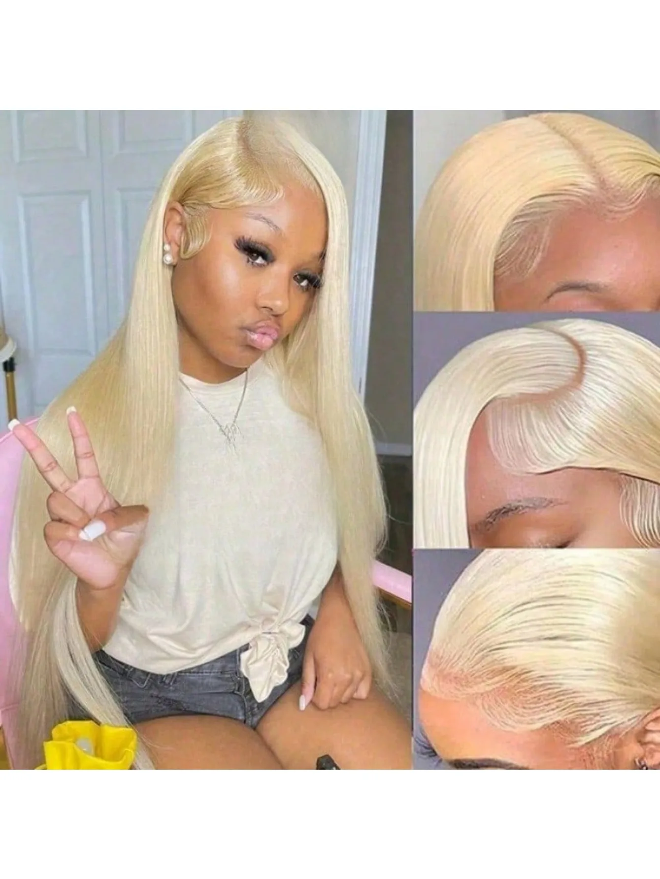 13x6 HD Transparent Blonde Lace Frontal Wigs Human Hair 613 Blonde Lace Front Wig Human Hair 200% Density Straight Blonde Lace Front Wig Human Hair Pre Plucked Wigs With Baby Hair