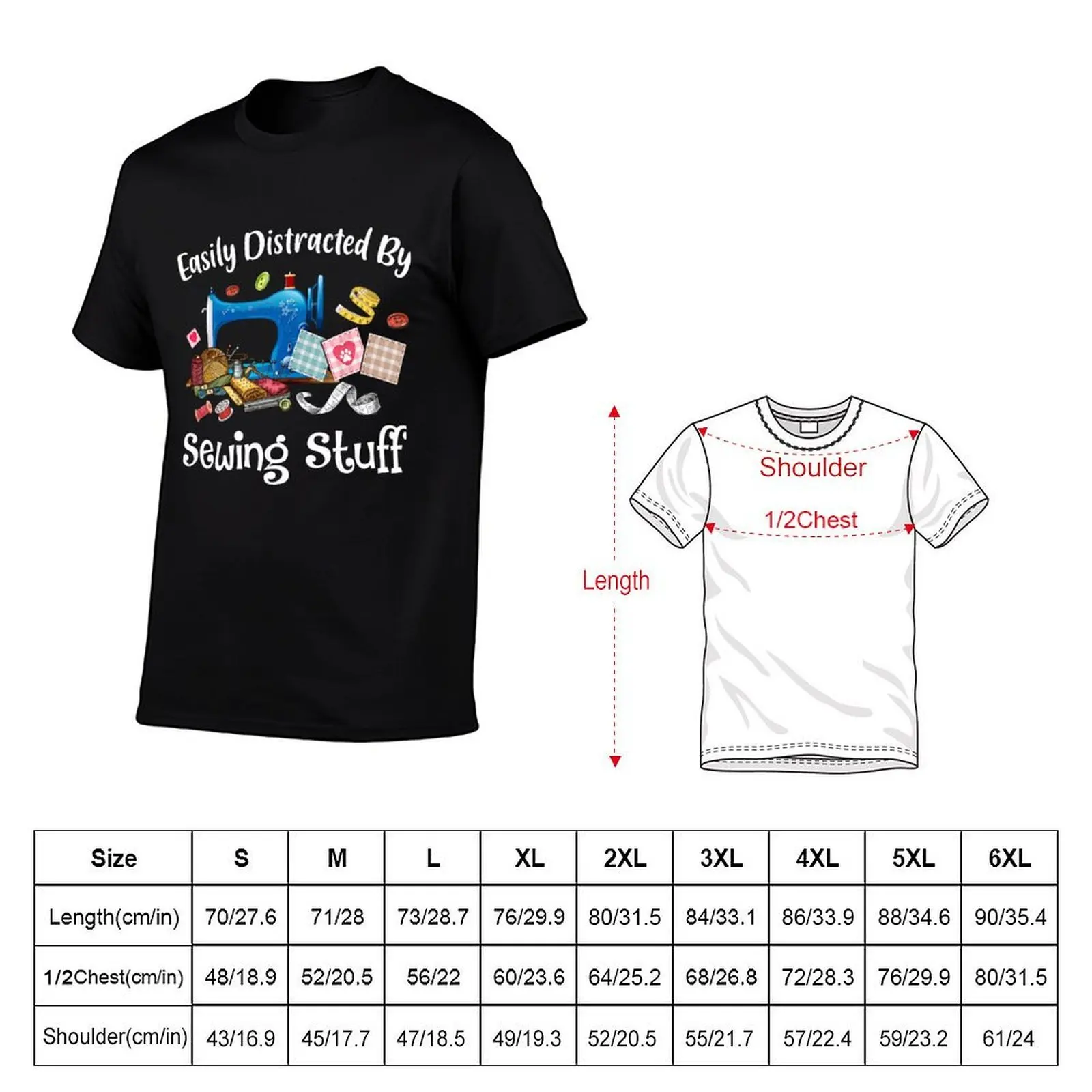 Easily Distracted By Sewing Stuff T-Shirt graphic t shirt vintage vintage anime shirt heavyweight t shirts for men