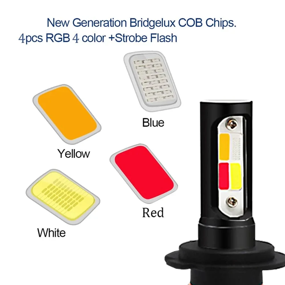 2pcs 4Color Strobe H1 H4 H7 H8 H9 H11 9005/HB3 9006/HB4 9012/HIR2 High Bright Car LED Headlight Bulbs Fog Lamps Headlights