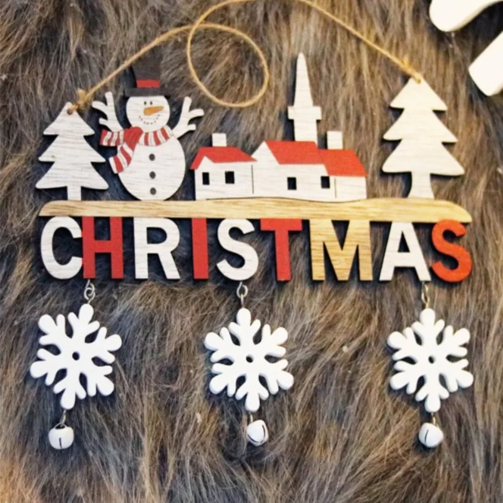 Christmas Door Hanging Oranment Wooden Christmas Santa Claus Snowflake Pendant for Home Wall Christmas Decoration 2024 Navidad