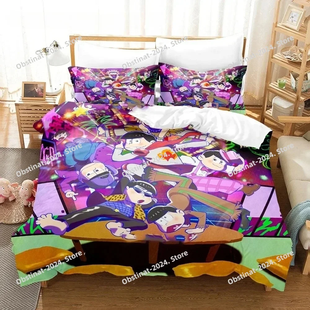 3D Print Anime Bed Sheet Set Osomatsu-san Bedding Set Printed Duvet Cover Pillowcase Single Double Style Queen King Size Sets - view 5