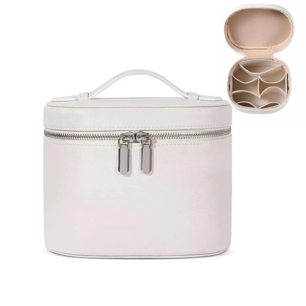 Large capacity PU leather cosmetic box with waterproof zipper travel organizer bag