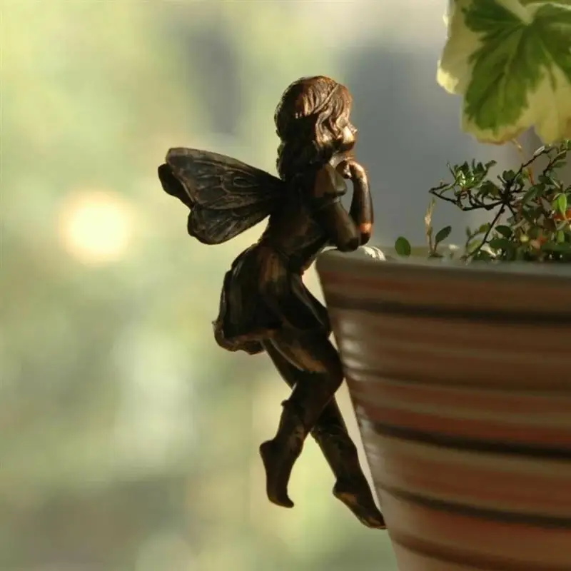 Angel Girl Resin Hanging Cup Fairy Pot Huggers Combination Flower Basket Edge Decoration Garden Design