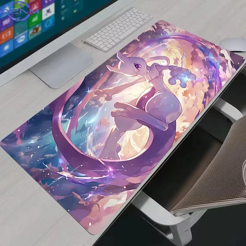 Anime Pokemon Starry Sky Mouse Pad Mew Mewtwo Charizard Large Desk Mat Non Slip Rubber Gaming Table Pad For Laptop Office Game