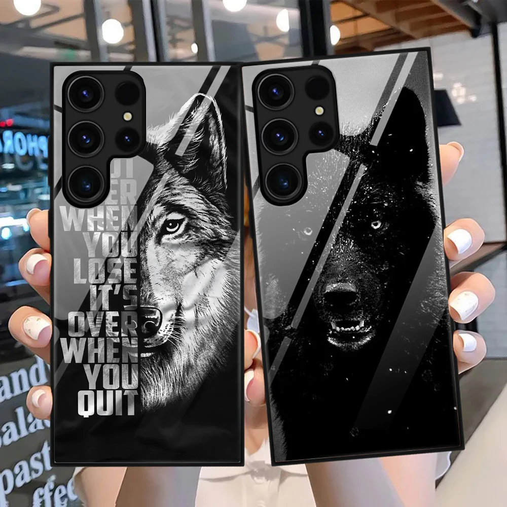 Fierce Animal Wolf Case for Samsung Galaxy S23 S22 S21 S20 Ultra Plus FE S10 Lite Note 20 10 S10e S9 Tempered Glass Cover