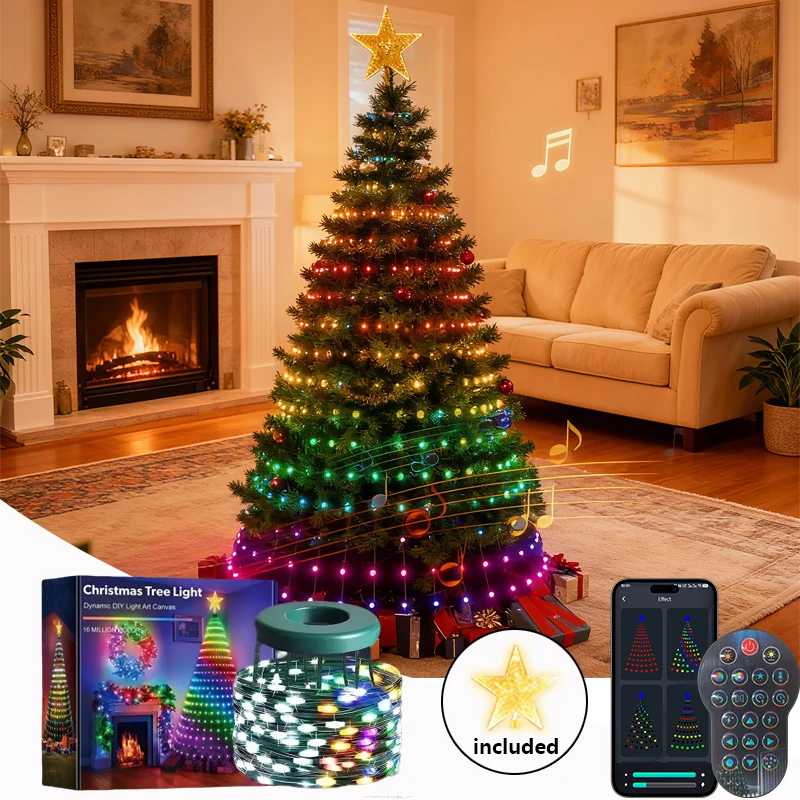 

1.8/2.1M Smart Christmas Tree Light Fairy String Light APP Remote Music Sync DIY Color Changing Outdoor Indoor Xmas Tree Decor