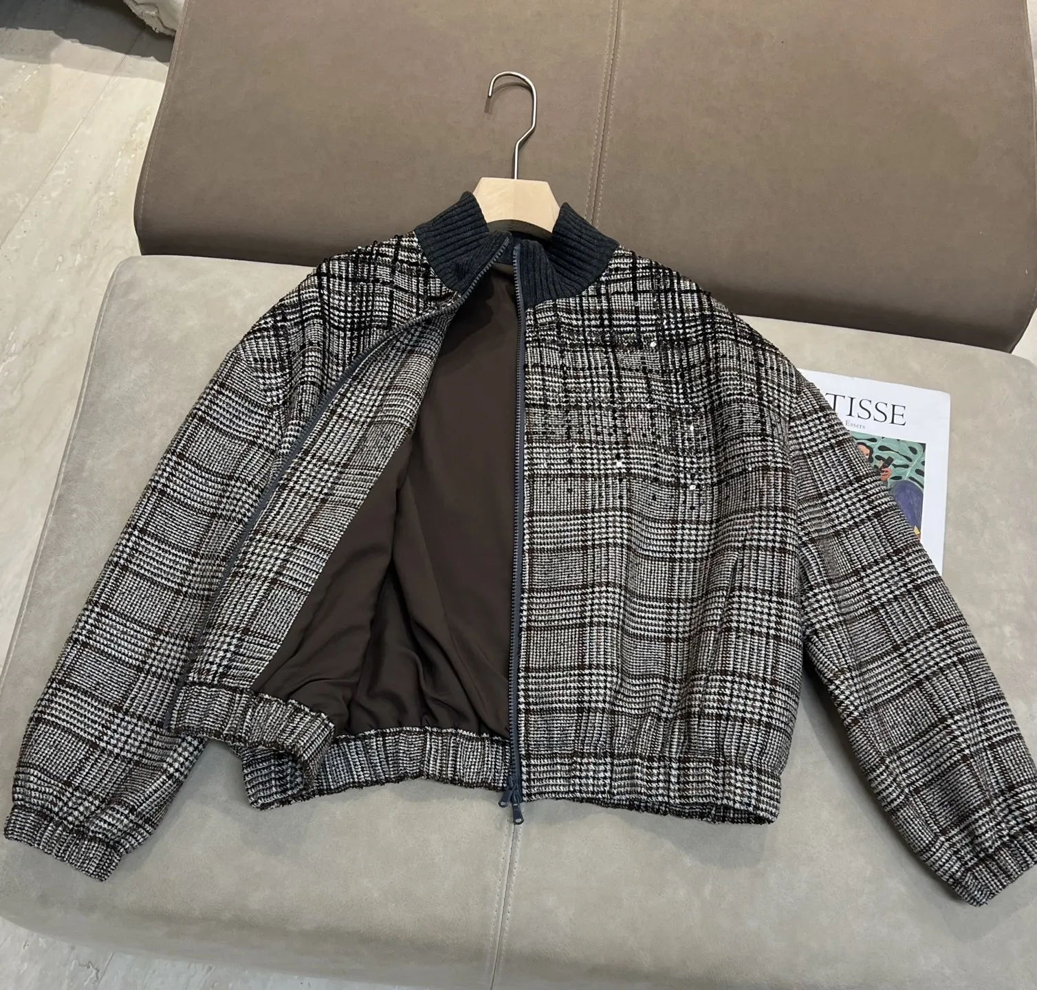 Early Autumn New Style High-Quality Wool Plaid Coat + Plaid Skirt for Women 2026