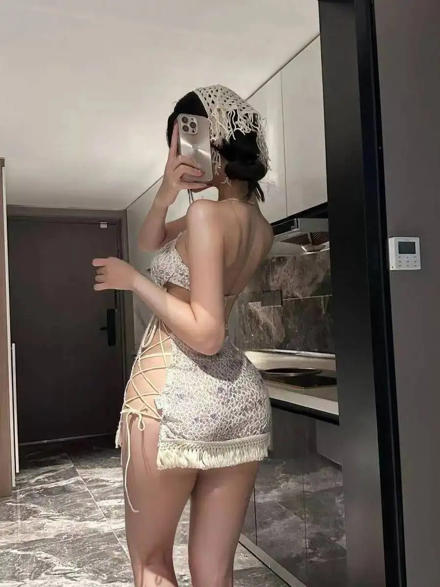 Vacation Floral Dress Hollow Out Backless Deep V Suspenders Sleeveless Wrap Hip Dress Off-the-shoulder Charming Pure Desire 9WVK