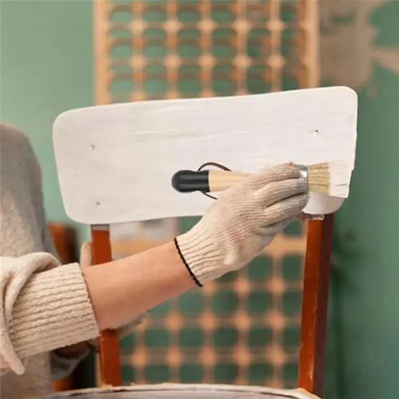 HRBAJ-Chalk Paint Brushes Wooden Handle Painting Wax Brushes Natural Bristle Paint Brushes For Wood Furniture