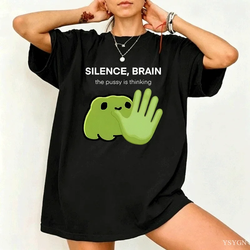 Summer Fashion Tee Silence Brain The Pussy Is Thinking Frog T-Shirt Men Women Casual Funny Graphic T Shirts Cotton Short Sleeve