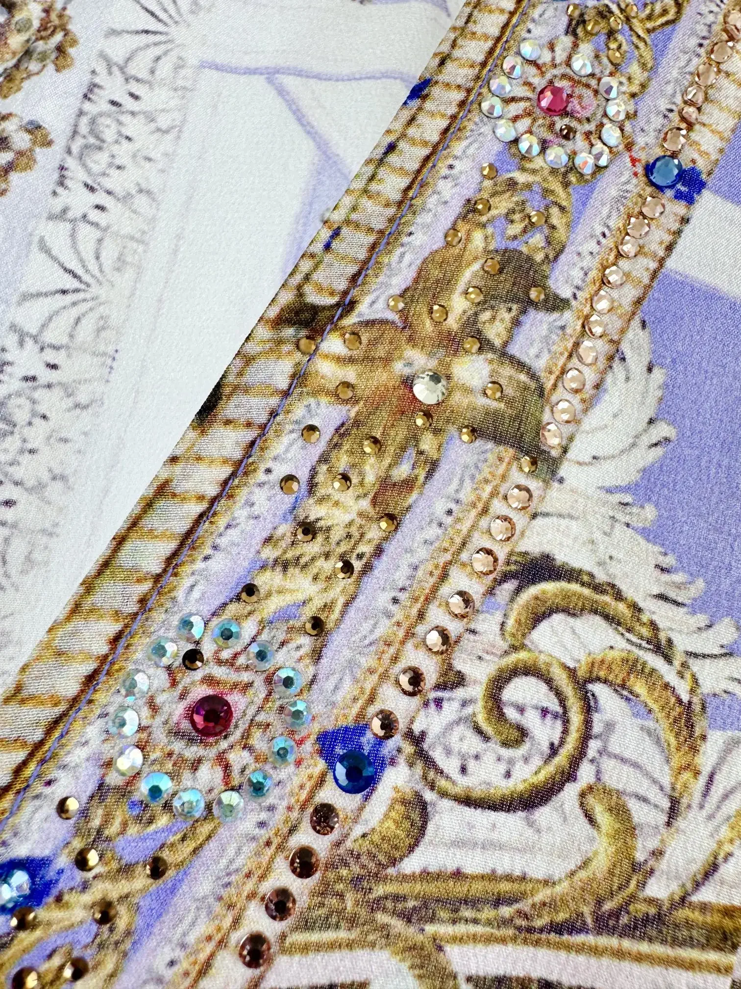 Senhoras azul impressão 100% seda maxi vestido de cristal frisado com decote em v manga longa cintura alta babados em camadas férias feminino robe