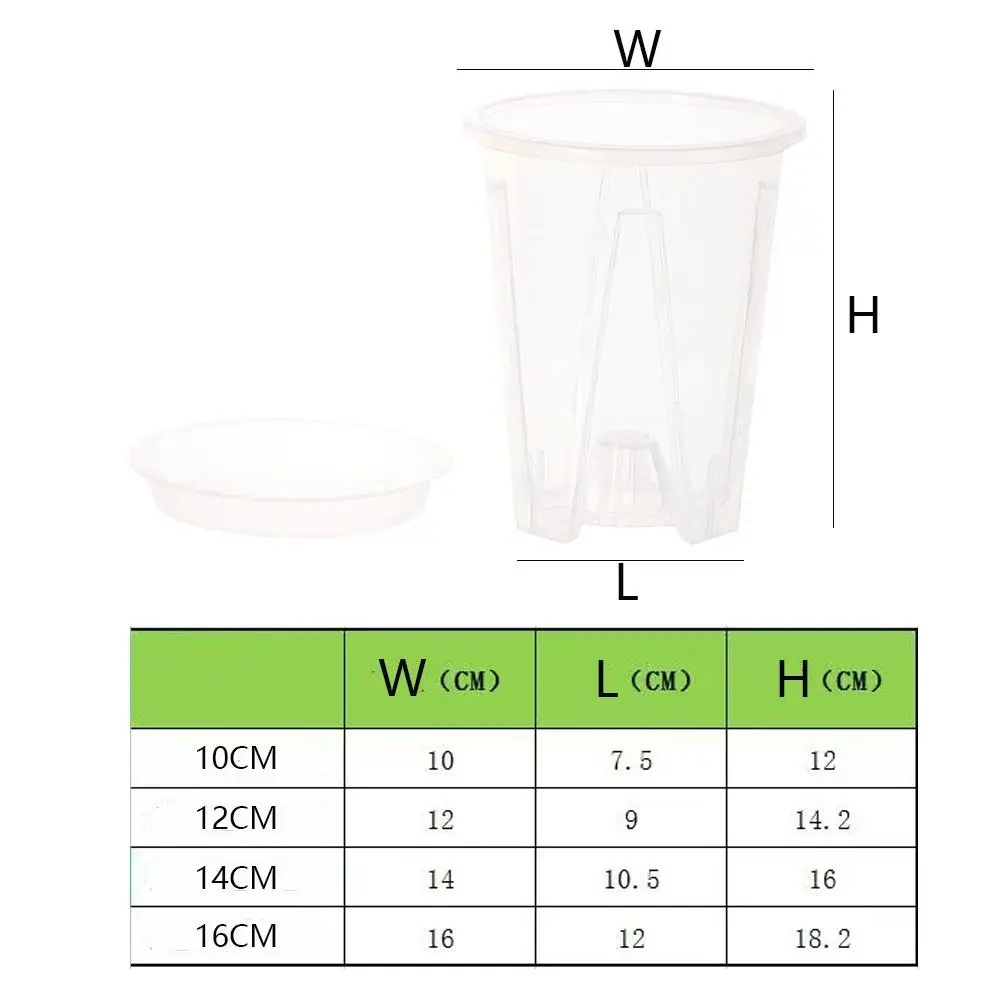 Vasos plásticos transparentes da orquídea com bandeja, controle da raiz, respirável, bonito, Phalaenopsis, plantando