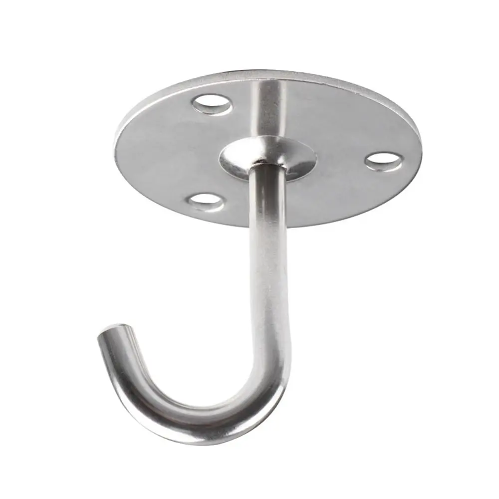 1Pcs Durable Pad Eye Wall Hook U/J-Shaped Stainless Steel Ceiling Mount Hanger Plate Deck Black Silver Door Buckle for Fan Lamp