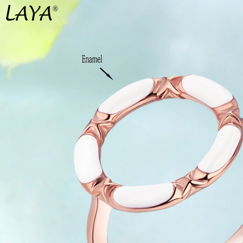 LAYA Pure 925 Sterling Silver Open Circle Ring For Women Men White Black Enamel Simple Design Original Modern Jewelry 2022 Trend