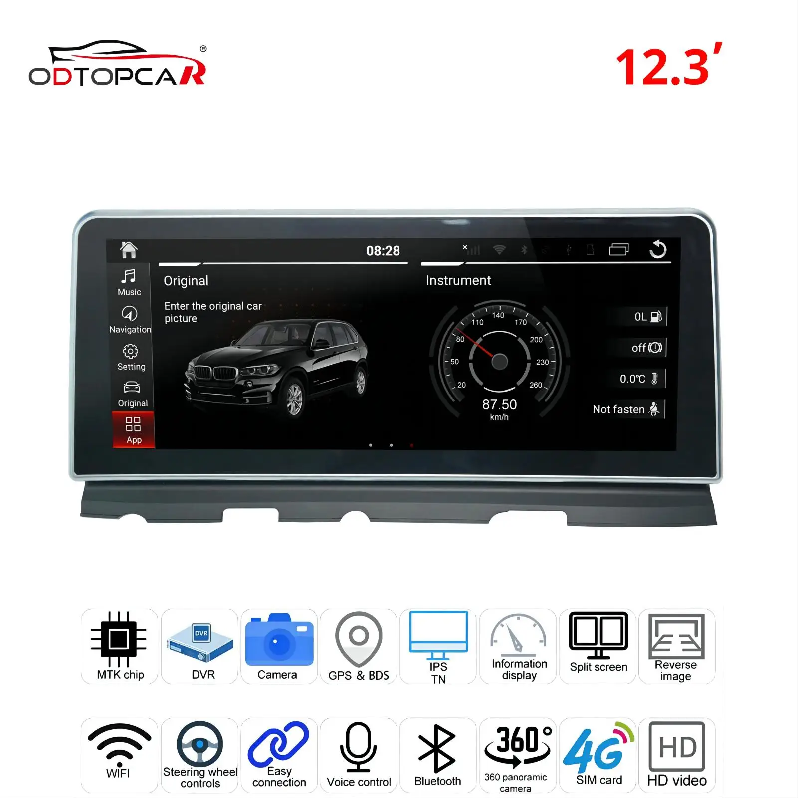 

ODTOPCAR Bmw 7 Series CIC System Touch Screen 12.3" HD Android System Car Stereo Multimedia DAB OBD AUX USB Navigation Movies