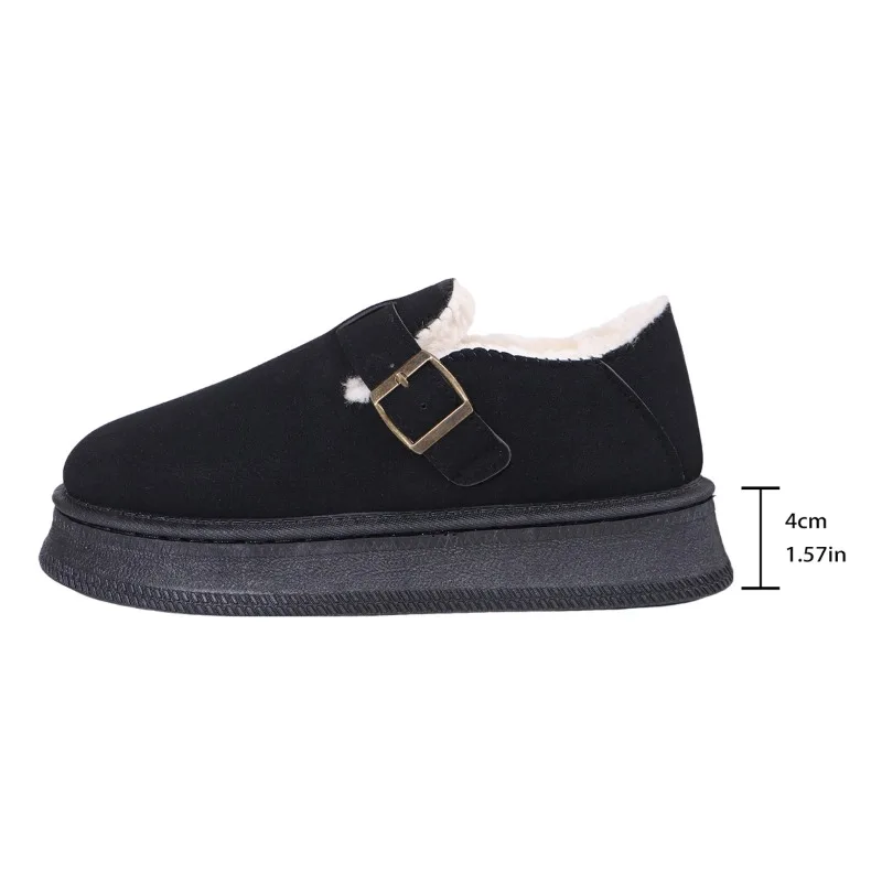 Mode Damenschuhe verstopft Plattform Slip-On Round Toe Winterkleid neue Slip on Flock Kuh Wildleder Gummi Knöchel Plateaus tiefel