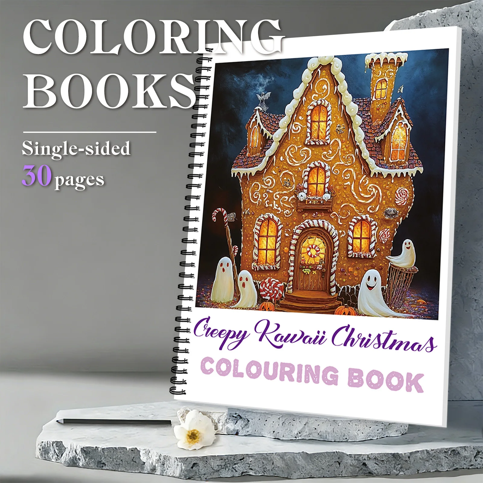 

1 шт. книги для рисования, жуткий пряничный домик, жуткая спиральная книжка-раскраска с рождественской тематикой, для расслабляющего нетрадиционного праздника