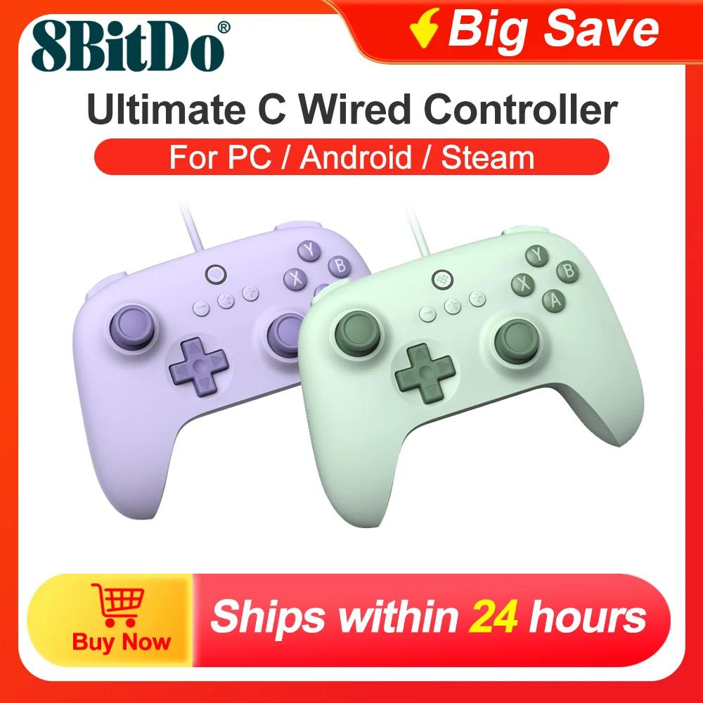 8Bitdo Ultimate C Wired Controller PC Gamepad Joystick Compatible with Windows 10 11 Android Raspberry Pi Steam Deck Turbo funct