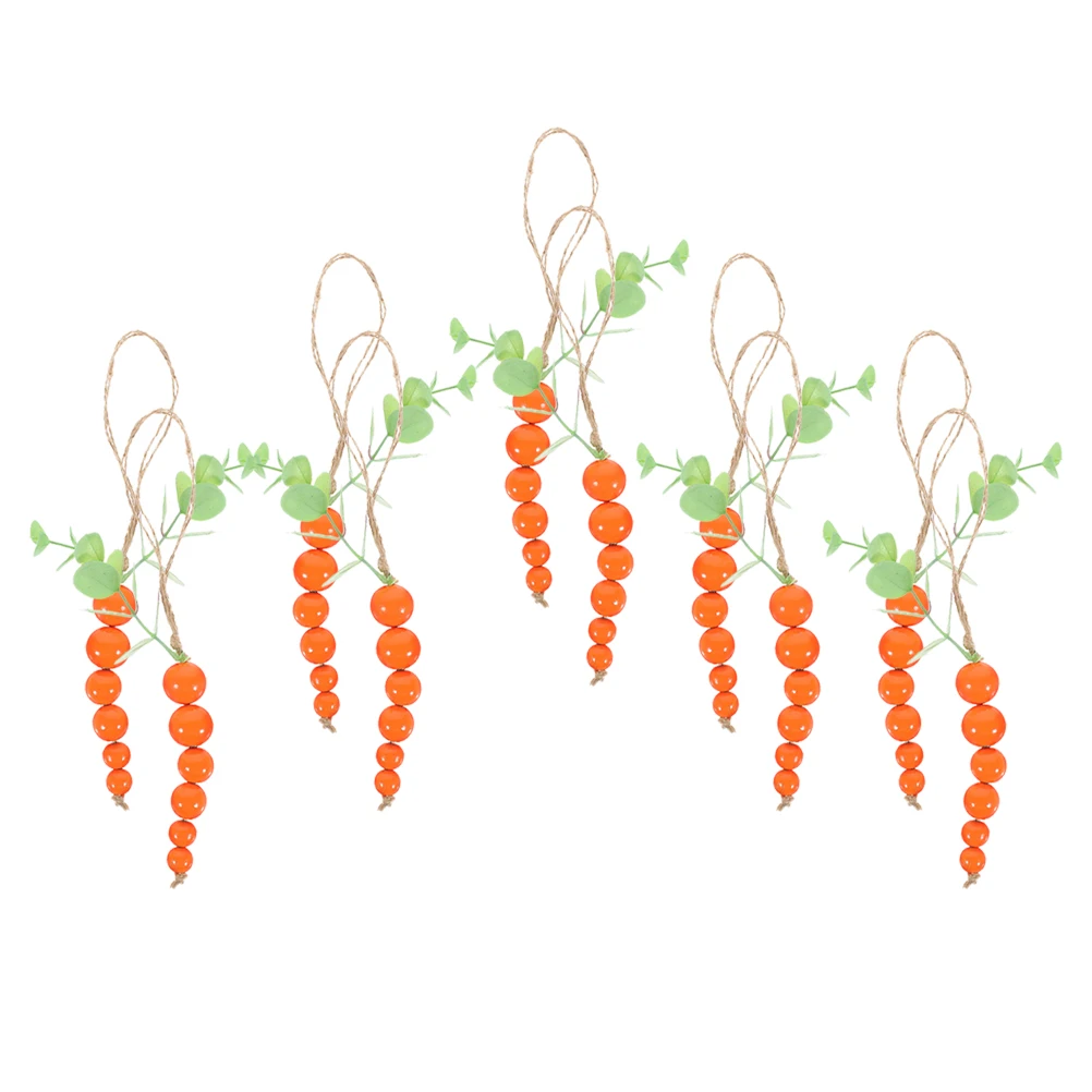 

10Pcs Easter Carrot Hanging Decor Wooden Bead String Natural Rustic Farmhouse Party Decoration for Walls Doors Windows Display