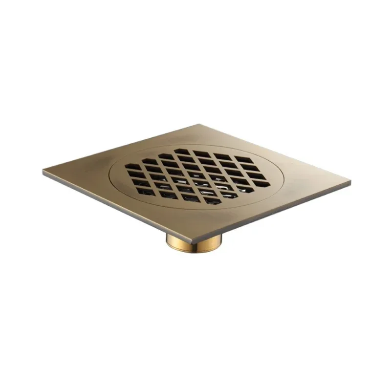 15*15cm Honeycomb Style Antique Brass Bathroom Shower Floor Drain Wire Strainer Art Carved Cover Waste Drain