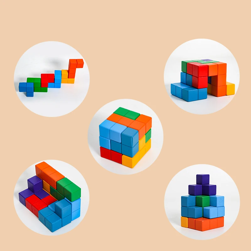 NIEUWE 3D Houten Soma Kubus Speelgoed Kinderen Vroege Educatieve Bouwsteen Montessori Puzzelspellen Speelgoed Brain Storm Game Zintuiglijke Speelgoed