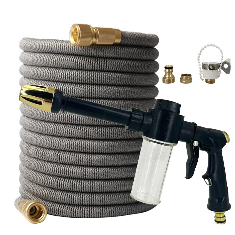 

Садовый водяной шланг, расширяемый двойной металлический соединитель, катушка из ПВХ высокого давления, волшебные водопроводные трубы для орошения садовой фермы, автомойка