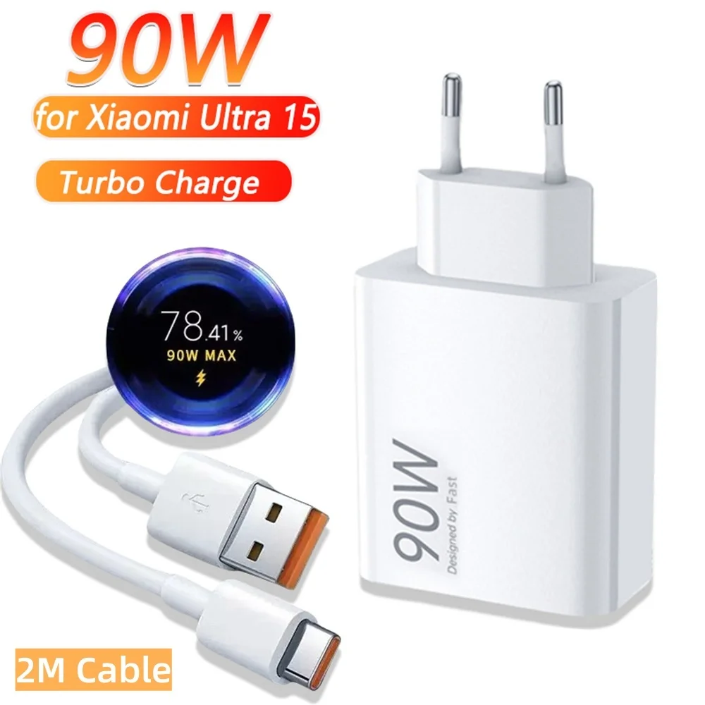 90W USB Fast Charger,6A Type C Cable,EU US Adapter Quick Charge 3.0 for iPhone VIVO Oneplus Xiaomi 17 Redmi Note,USB-C Chargers