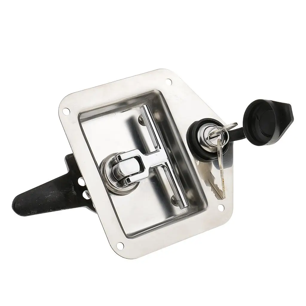 148x120x65mm Folding T Handle Lock Stainless Steel Toolbox Case Lock with Keys for Truck Car Trailer Accessories