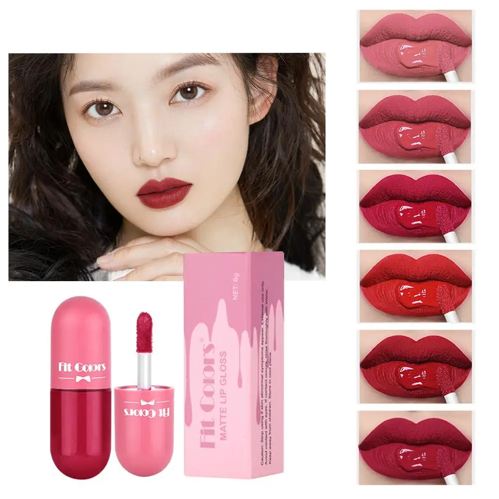 6 Farben Mini Kapsel Lippenstift sexy Frauen Lippenstift Lippe dauerhafte feuchte Glanz Lip matt lange wasserdichte Lippen tönung Bleistift non-st h1m2