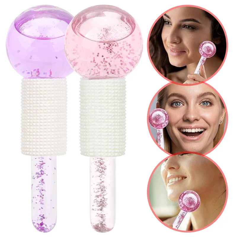 2PCS/pair Large Beauty Ice Hockey Energy Beauty Crystal Ball Facial Cooling Ice Globes Water Wave Face and Eye Massage Skin Care