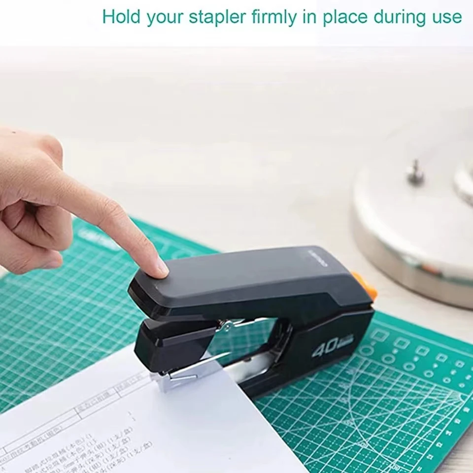 Stapler Desktop tanpa usaha, kapasitas 40-50 lembar, Stapler satu jari, Stapler tugas berat ergonomis mudah dimuat