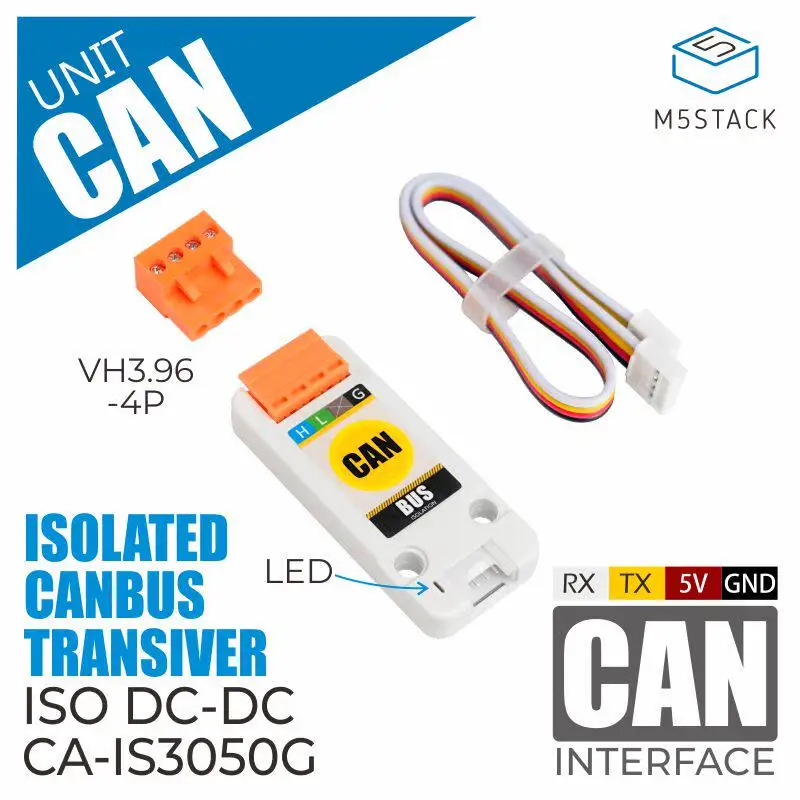 Official M5Stack Unit CAN Transceiver Unit Built-in DC-DC Isolation CA-IS3050G