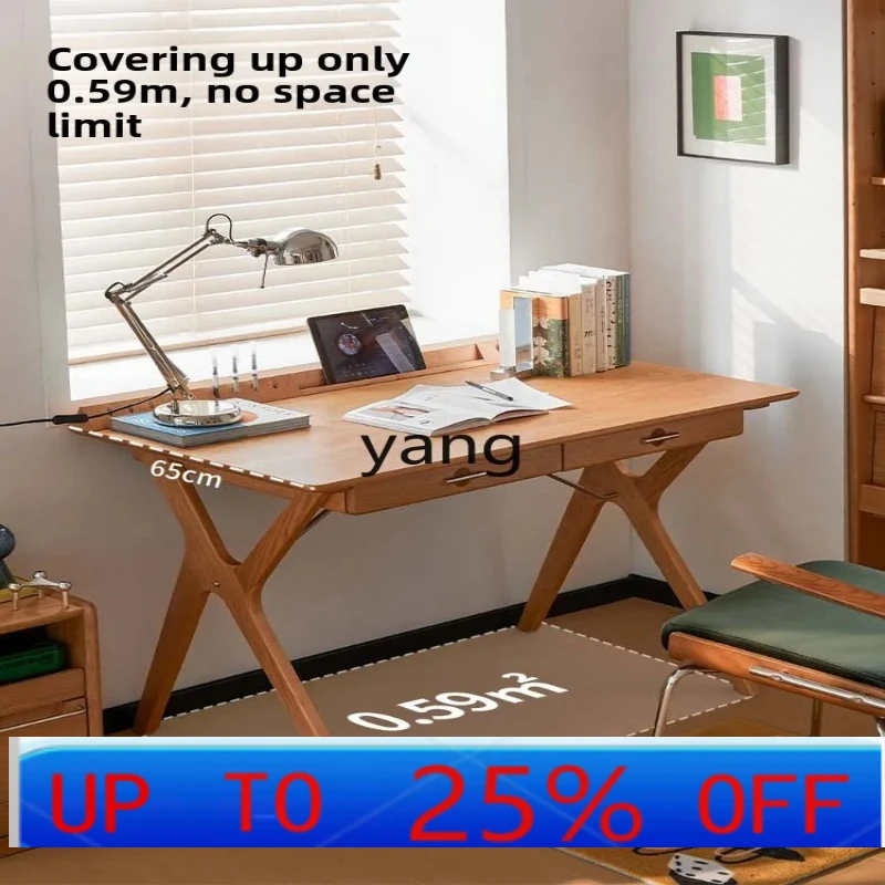 LH    solid wood desk medieval small apartment cherry wood computer desk with drawers