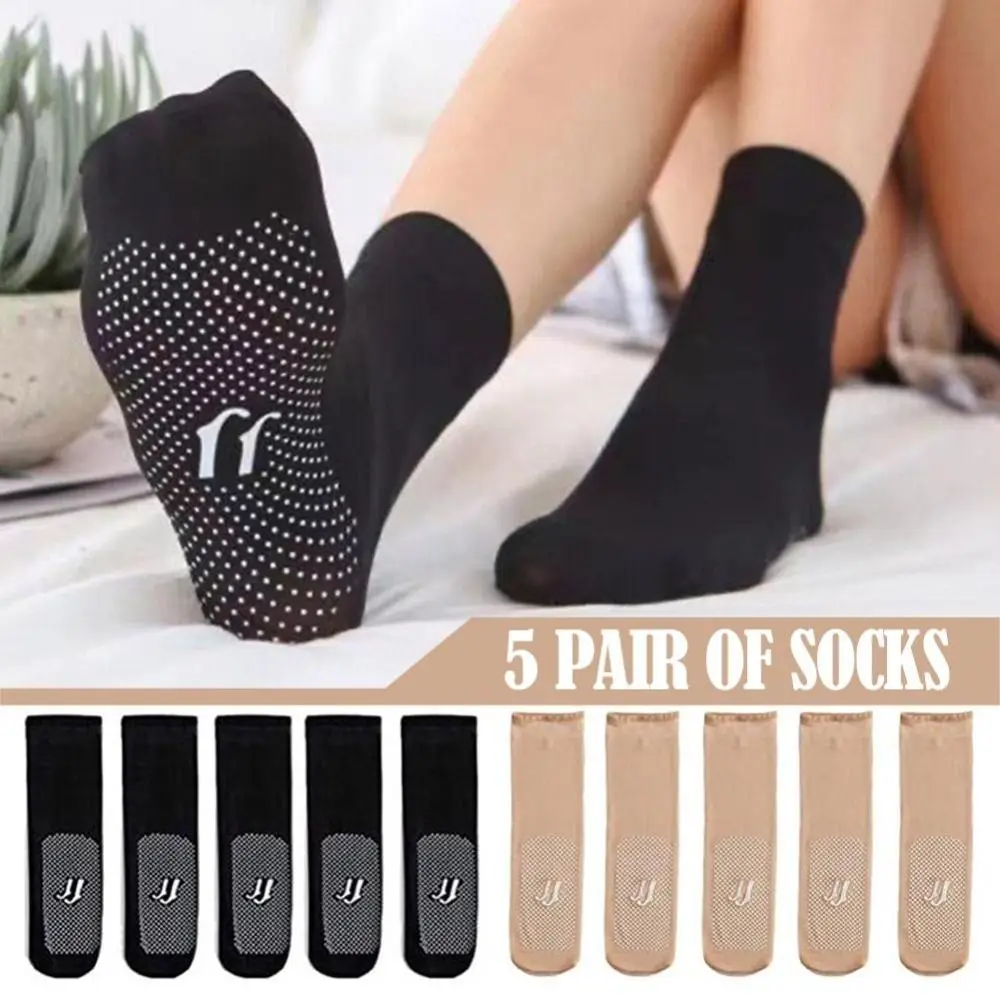 5Pair New Slip-resistant Massage Bottom Non-marking Invisible Crystal Silk Socks Silk Sheer Ankle Socks Short Stockings