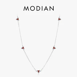 Modian Real 925 Sterling Silver Colorful Zirconia Short Choker Necklace Hearts Charm Necklace For Women Wedding Fine Jewelry