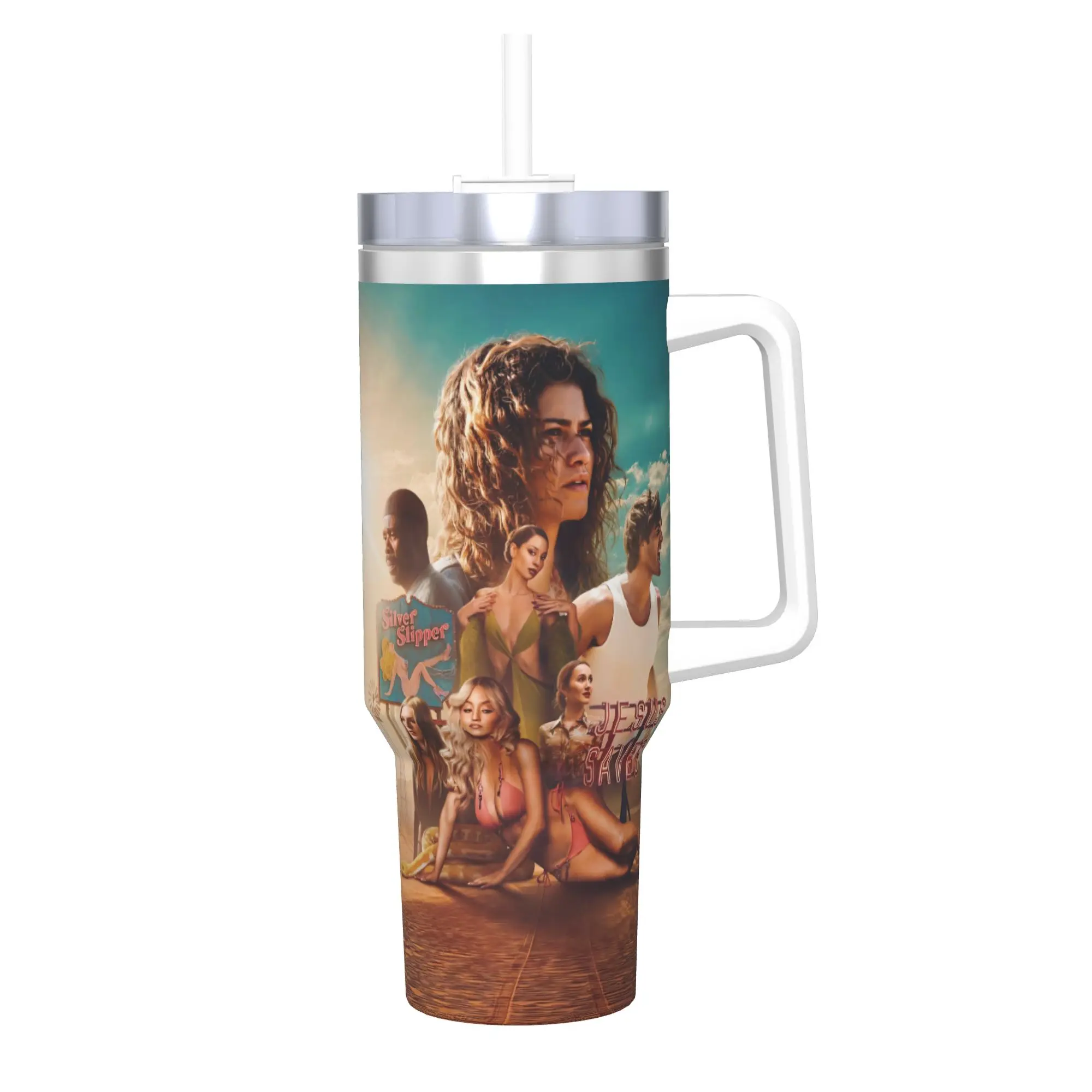 Gobelet isotherme Euphorias Saison 3 avec couvercle, tasses à café en acier inoxydable, bouteille pour le bureau, la maison et la voiture, 40 oz