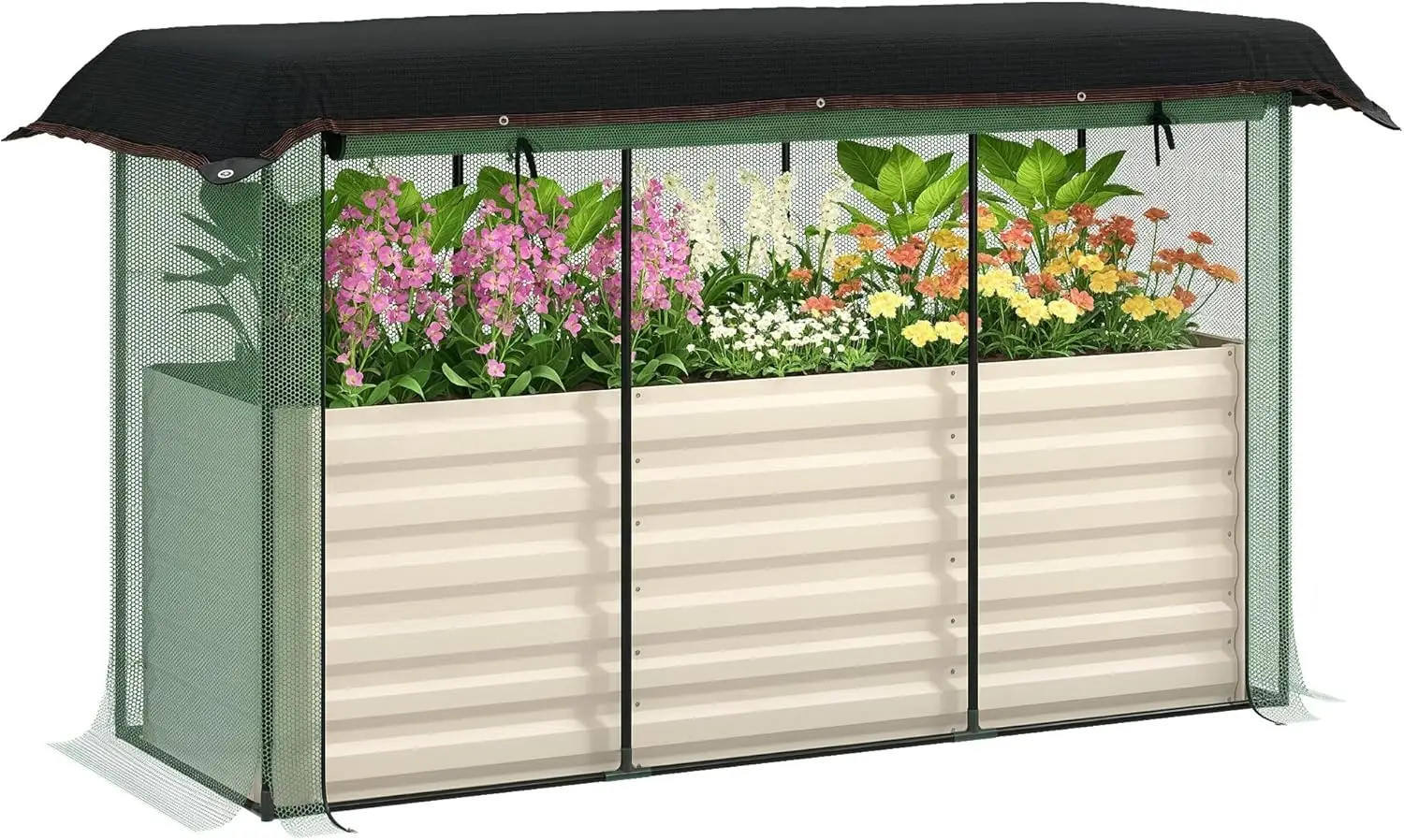 

Оцинкованная садовая кровать 5,9 x 2 x 1,9 фута с защитной сеткой для растений в клетке и тканевой крышей, металлический плантатор Bo