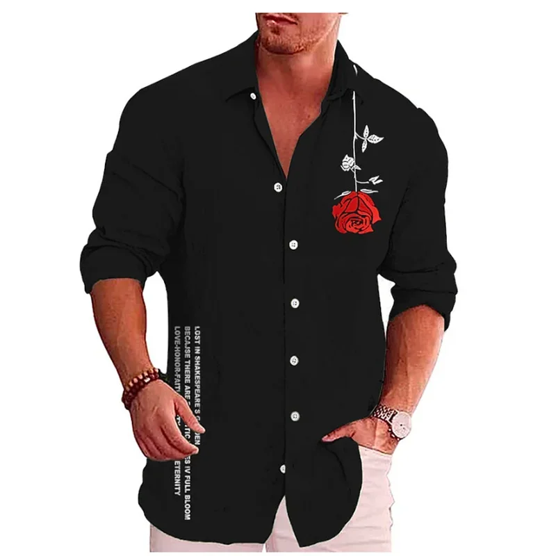 

2023 Men's New Rose HD Graphics New Hot Sale Casual Outdoor Party Soft Comfortable Men's Tops