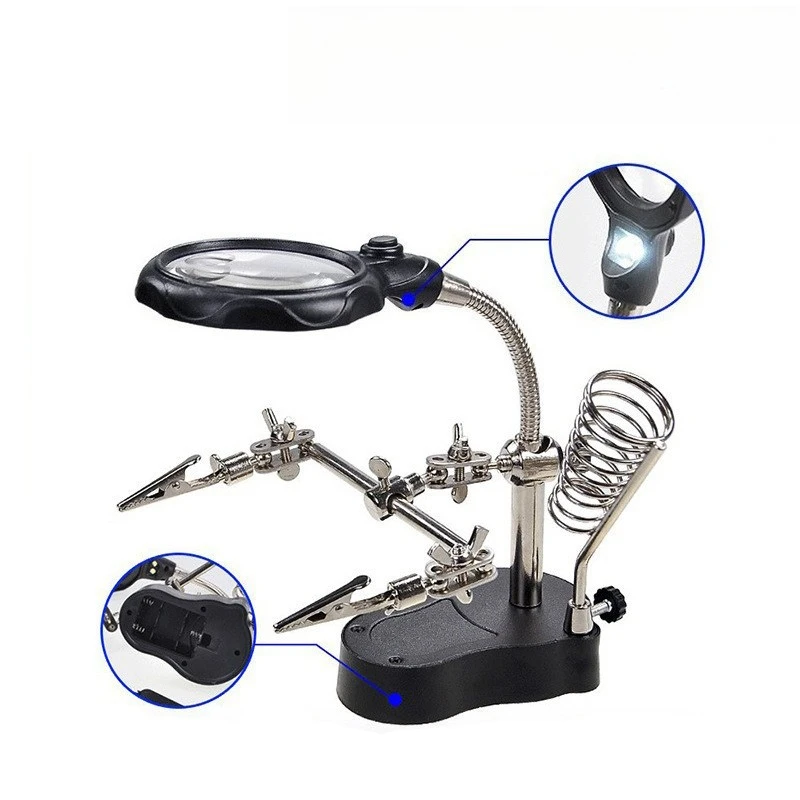 

Лупа с подсветкой и подставкой-держателем для пайки, ремонтная станция для точного ремонта электроники, инструмент для DIY