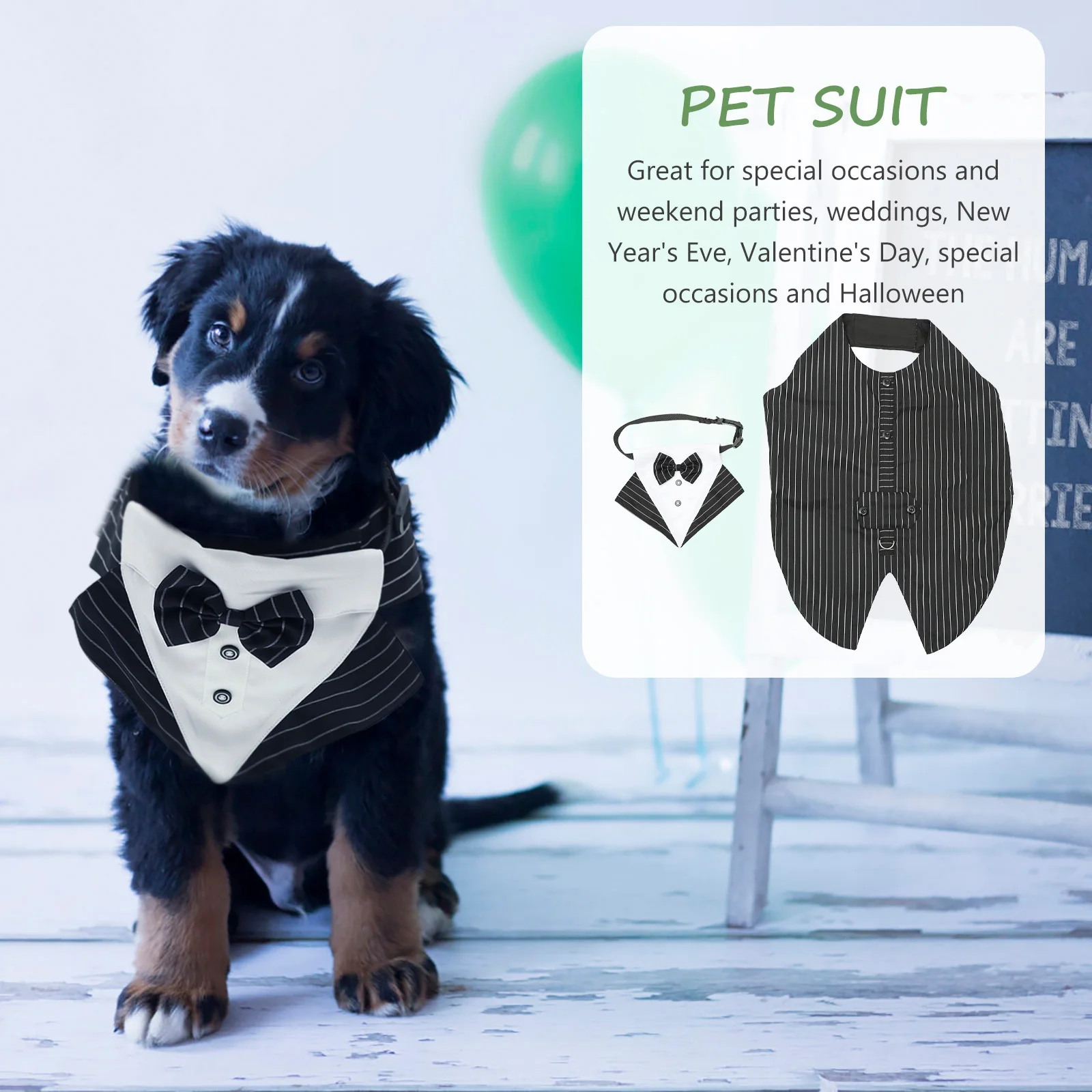 

1Set Decorative Dog Suit Pet Tuxedo Delicate Dog Costume Wedding Party Scarf Comfortable Wear-Resistant Accessory