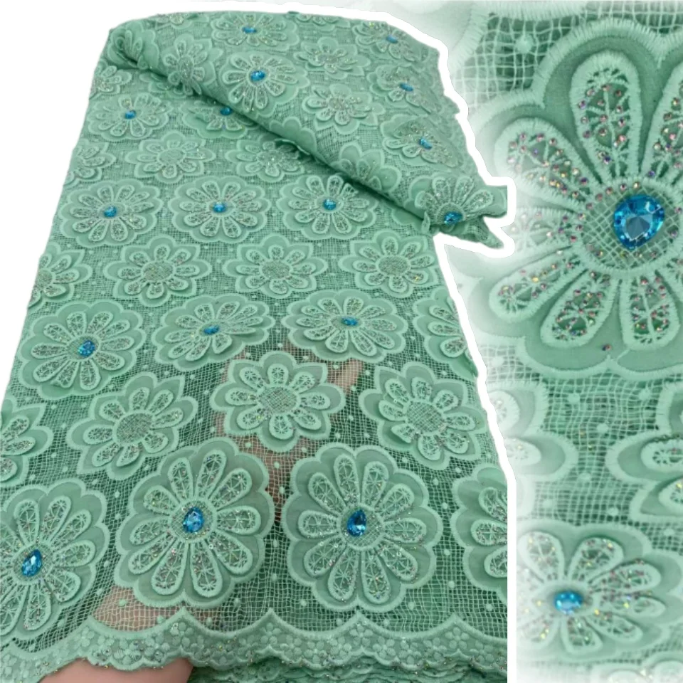 

African Jewel Mesh Milk Silk Lace Fabric 5 Yards French Lace Chiffon Lace Fabric for Women's Party Dresses Sewing Material C1361