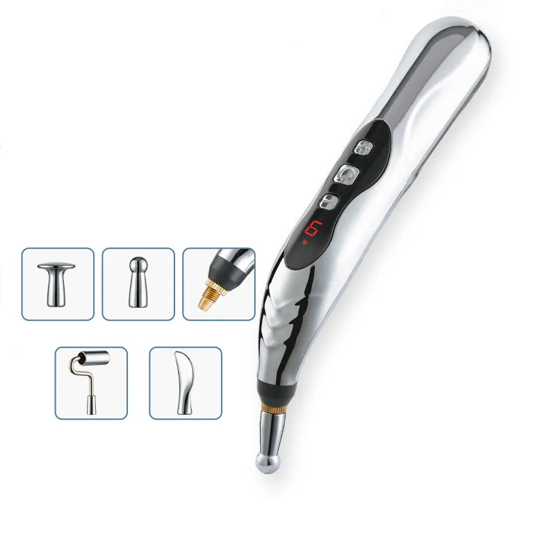 USB 5 Heads Electronic Acupuncture Pen Health Care Pulse Meridian Energy Massage Pen Pain Relief Therapy for Back Neck Face