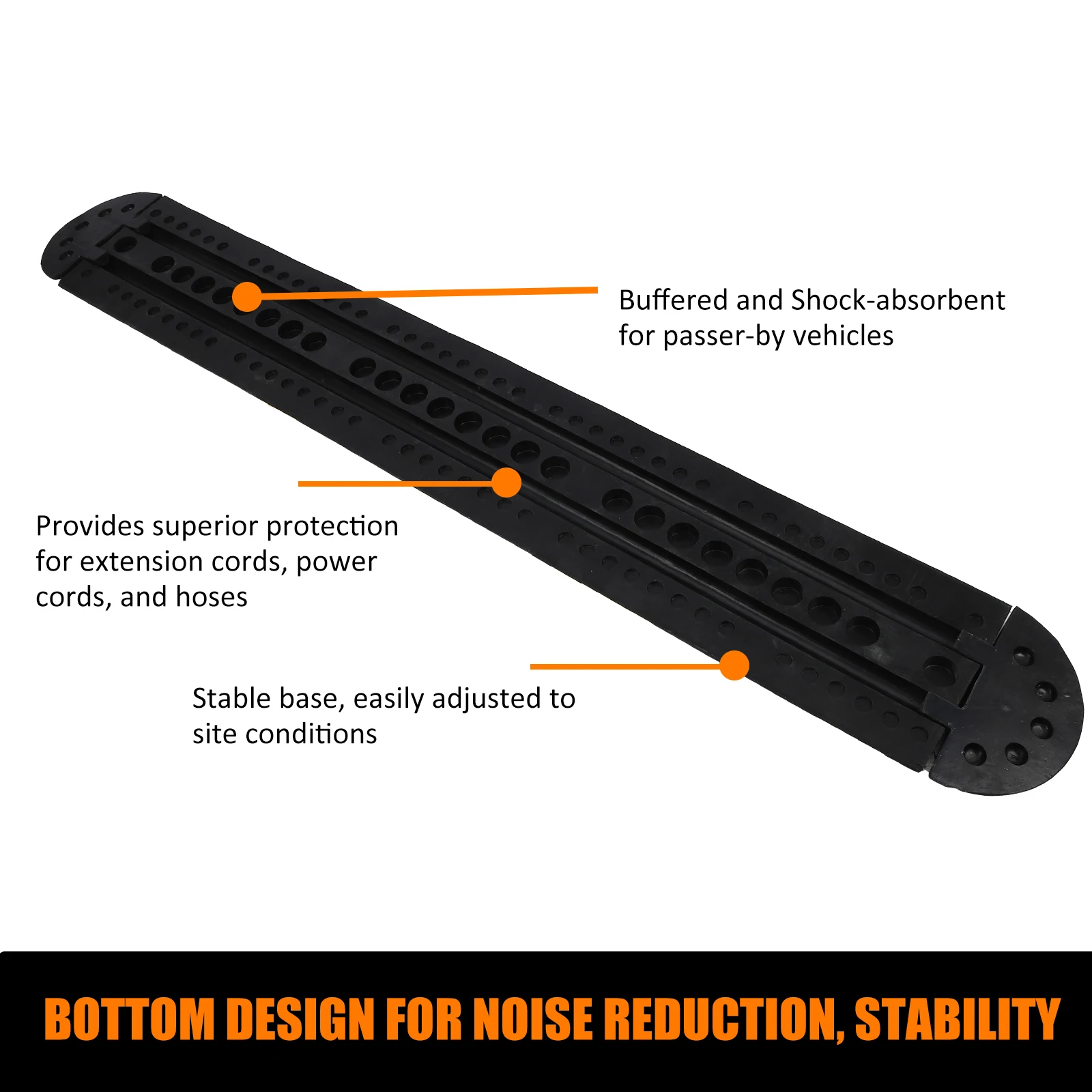 2Pcs Speed Bumps for Driveway, 22000LBS Load Capacity Cable Hose Protector Ramps Speed Hump with 6 Bolt Spikes for Driveway