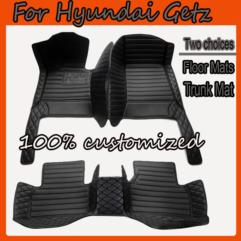 Car Floor Mats For Hyundai Getz Prime Click Inokom TB 2002~2011 Rugs Luxury Mat Protective Pad Leather Carpets Car Accessories