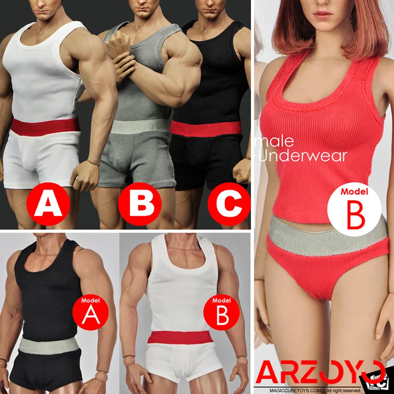 MCTOYS F-058 F-059 XL011/6 Scale Male Female Vest Shorts Set Clothes Model Fit 12'' TBL PH JIAOU Soldier Strong Action Figure
