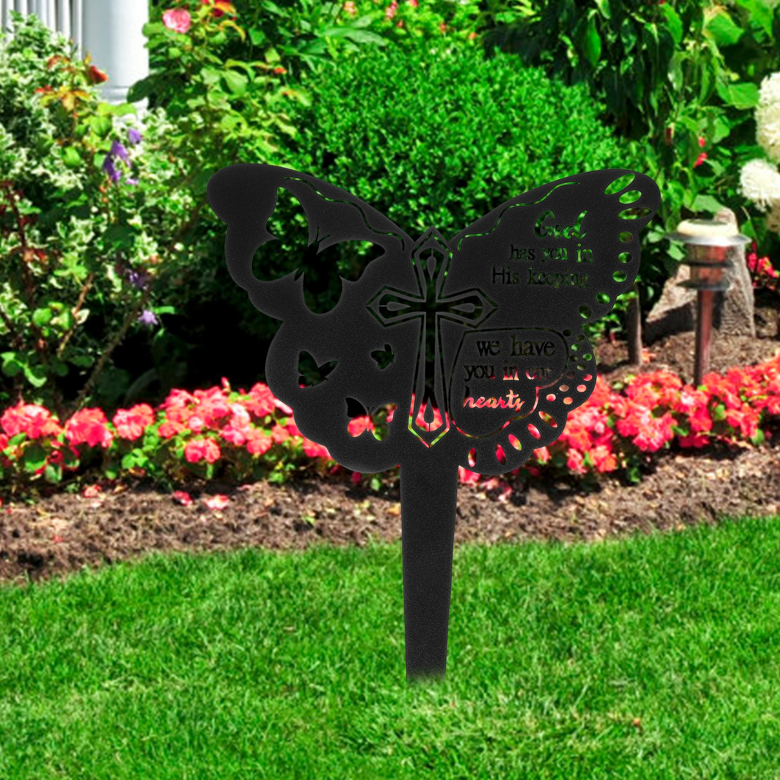 

Butterfly Memorial Stake 270x220 Garden Decor Cemetery Adorns Yard namentInserted Stake Realistic Shape Rustic Charm
