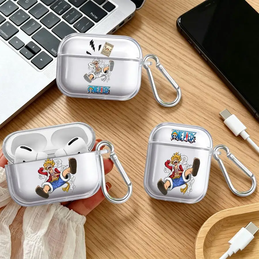Чехол для Airpods 2 Pro3 Pro2 4 3 1 Pro, прозрачные чехлы для наушников, чехол в стиле аниме One-Pieces Luffys